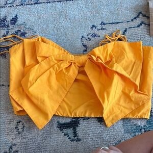 Maeve Yellow Sleeveless Crop Camisole with Tie Front